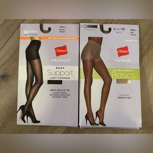 Hanes Premium Pantyhose Duo - Black & Nude - Size S - NWT